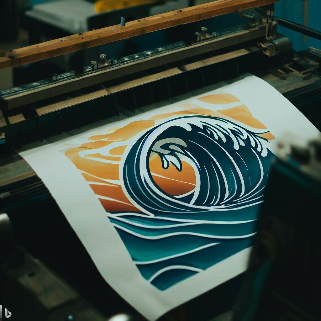 Printing stage ocean tote bag