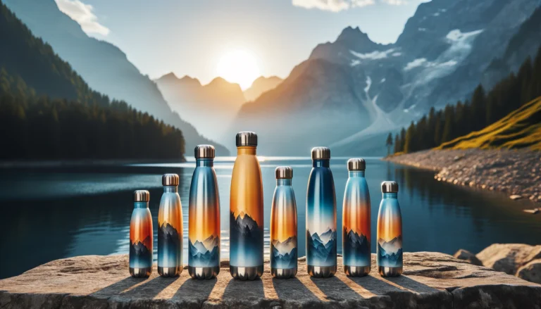 Stainless steel vaccum water bottle customization mountains