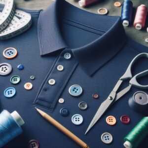customization polo shirts placket button pique scissors