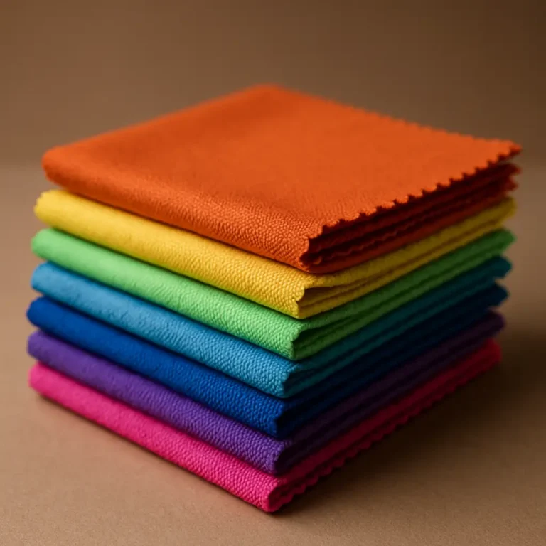 Close-up of custom microfiber cloths in assorted colors	