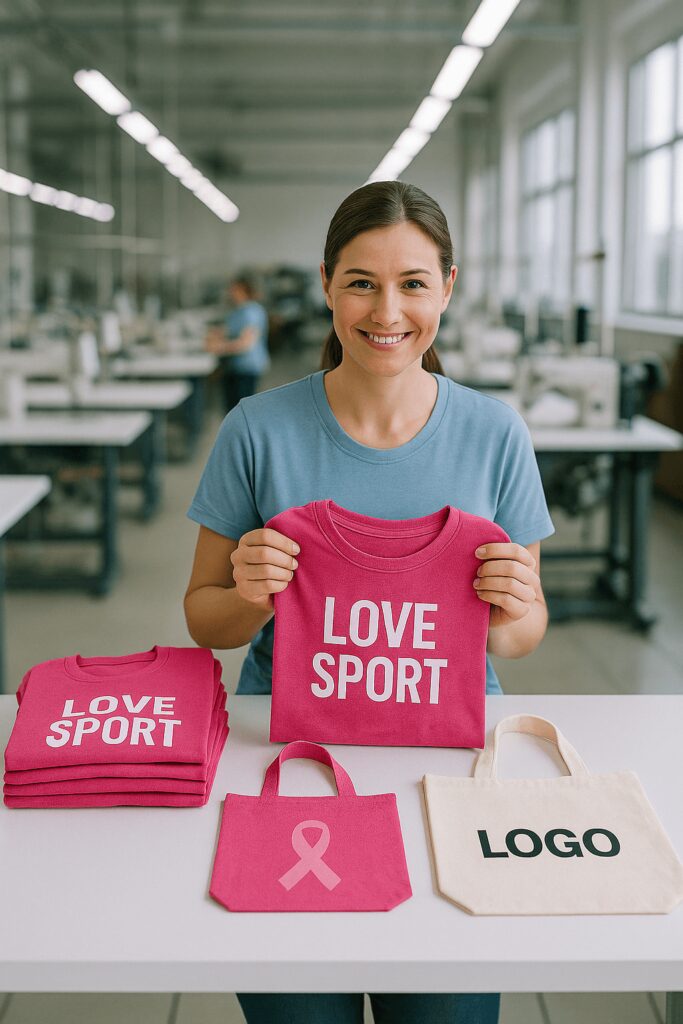 BSCI audited textile production for Pink October custom items