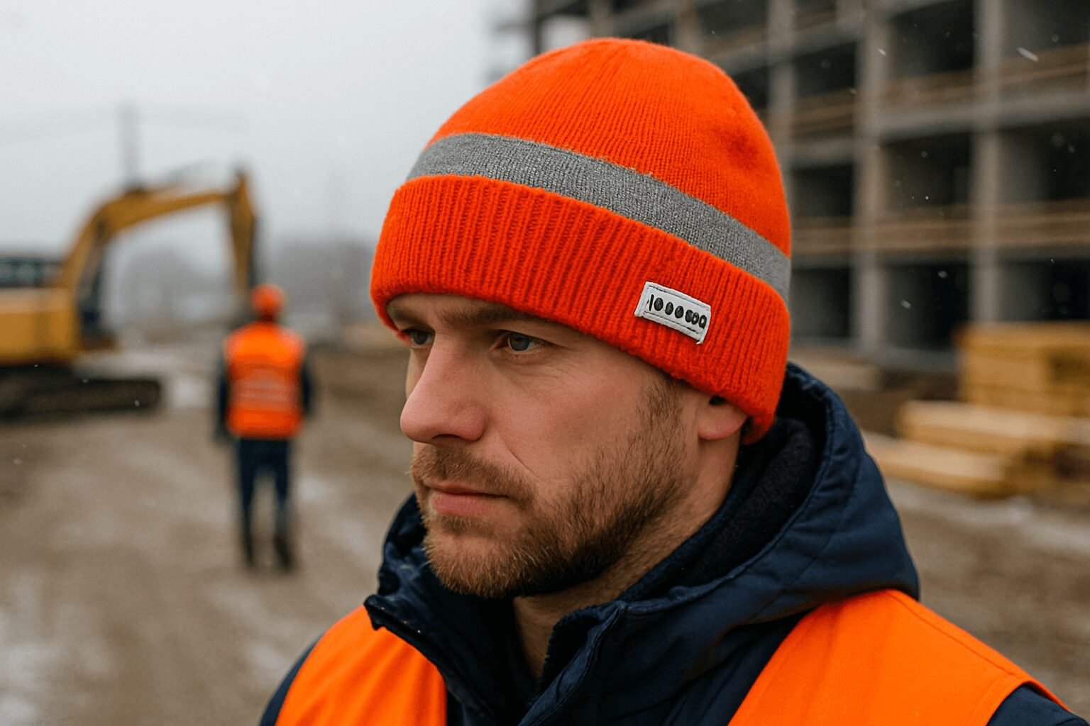 Bonnet haute visibilité pour chantier, protection contre le froid